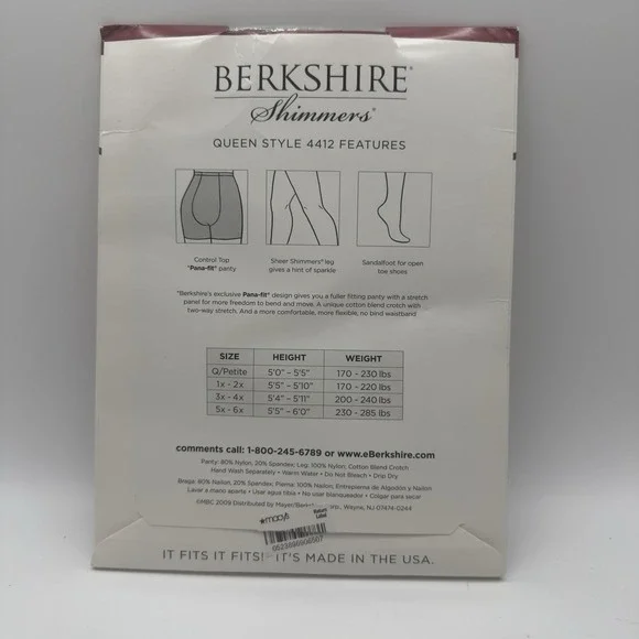 Berkshire Women's Plus 1X - 2X Queen Shimmers Ultra Sheer Control Top Pantyhose - Picture 2 of 7